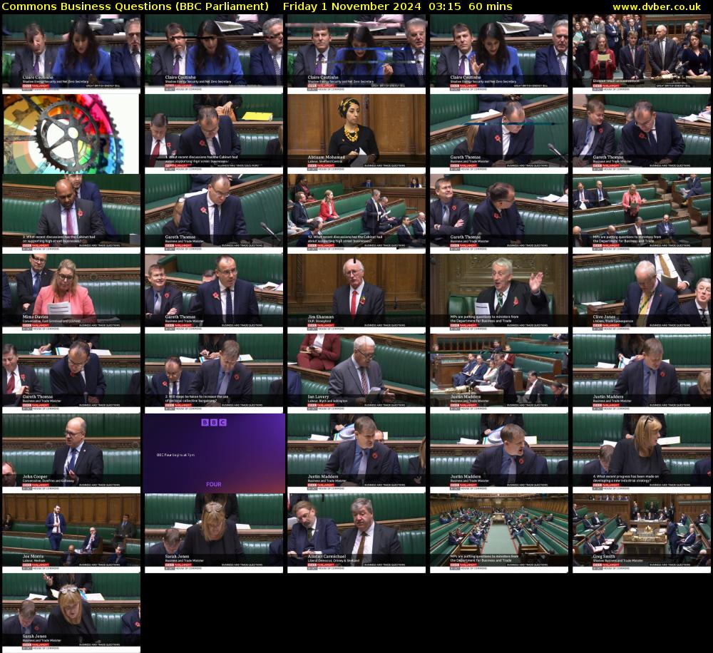 Commons Business Questions (BBC Parliament) Friday 1 November 2024 03:15 - 04:15