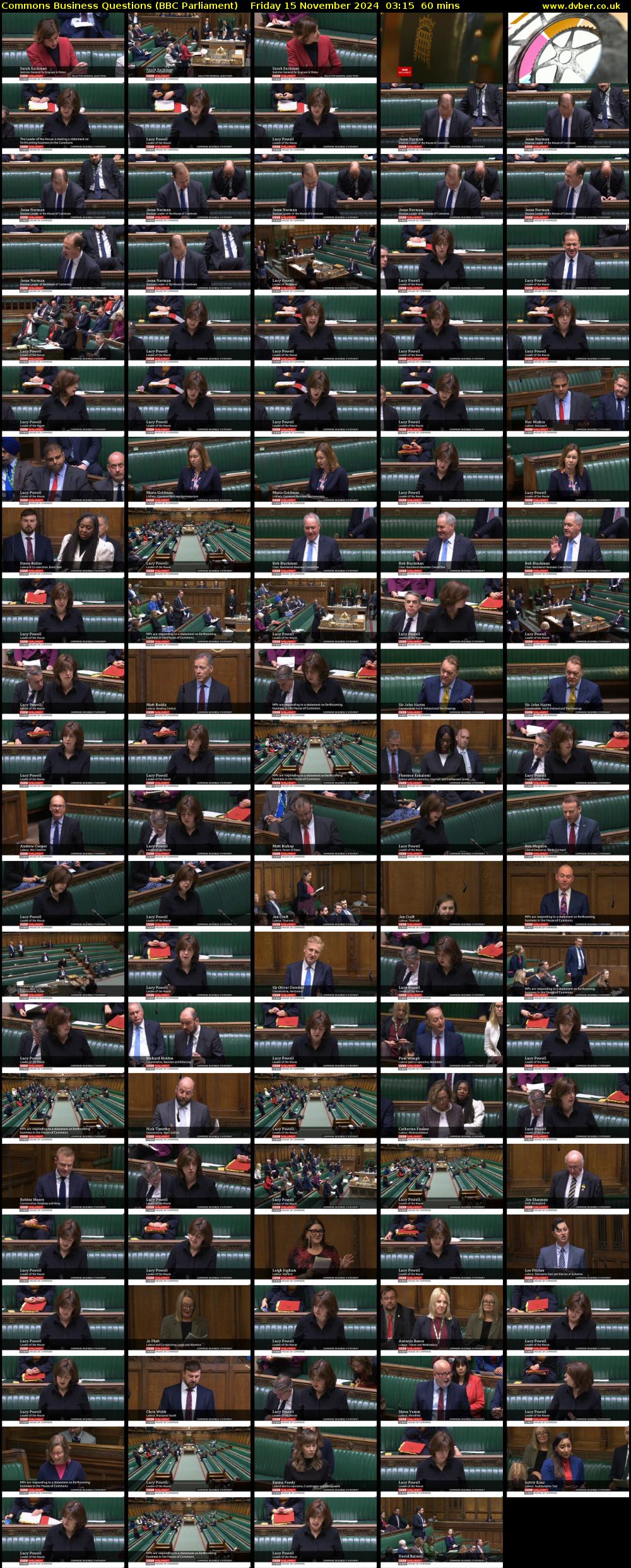 Commons Business Questions (BBC Parliament) Friday 15 November 2024 03:15 - 04:15