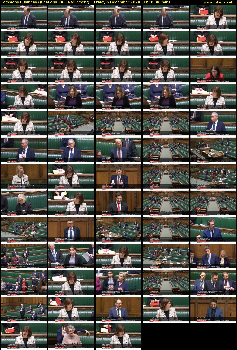 Commons Business Questions (BBC Parliament) Friday 6 December 2024 03:10 - 03:50