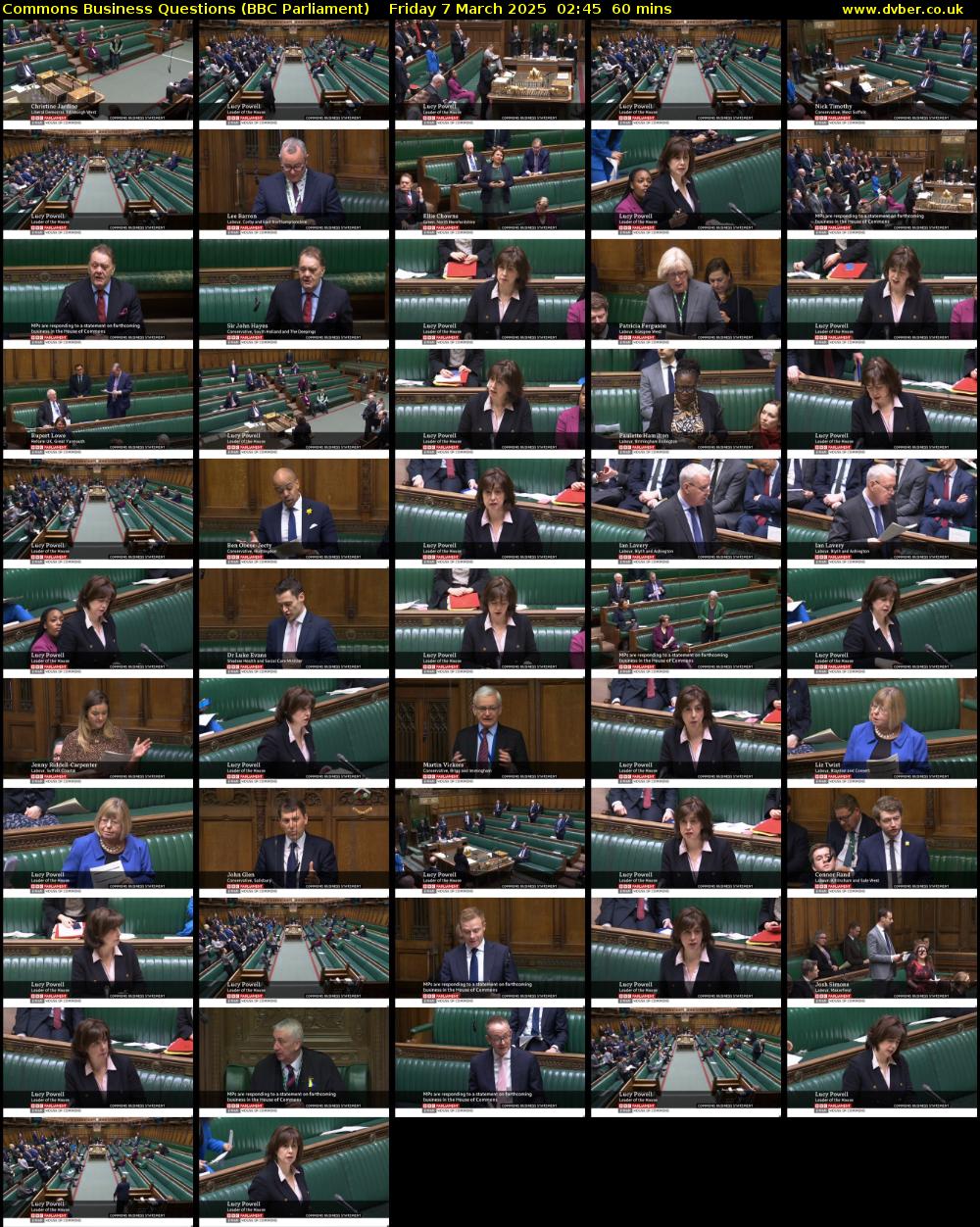 Commons Business Questions (BBC Parliament) Friday 7 March 2025 02:45 - 03:45