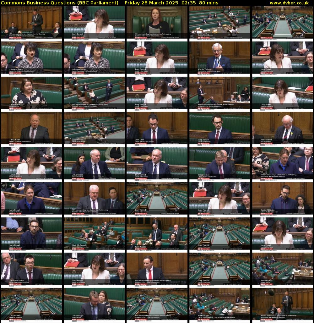 Commons Business Questions (BBC Parliament) Friday 28 March 2025 02:35 - 03:55