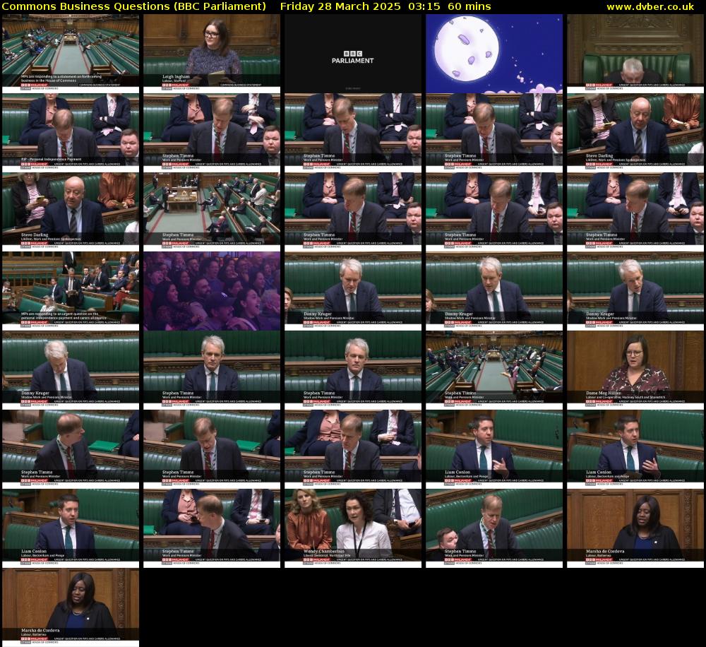 Commons Business Questions (BBC Parliament) Friday 28 March 2025 03:15 - 04:15