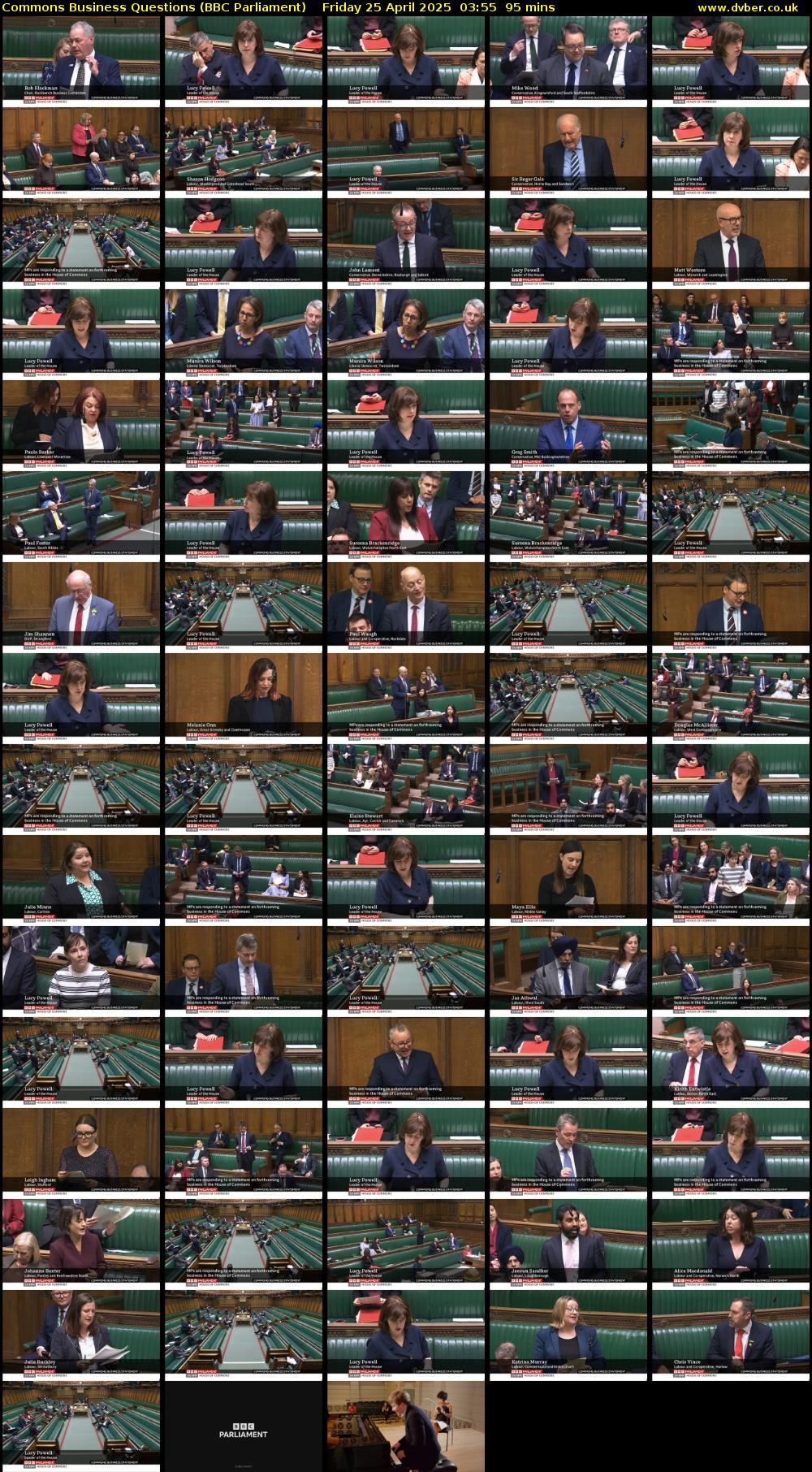 Commons Business Questions (BBC Parliament) Friday 25 April 2025 03:55 - 05:30