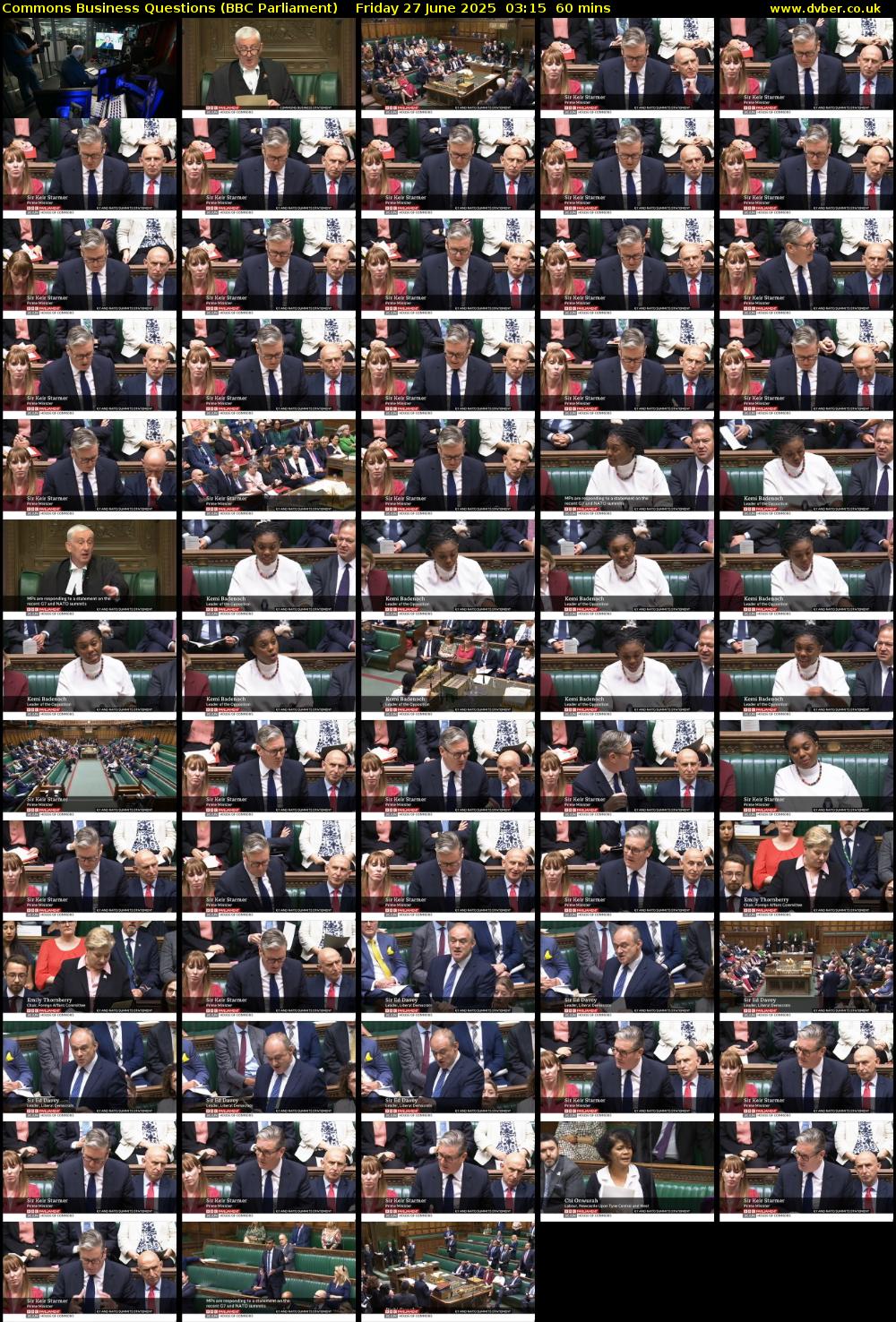 Commons Business Questions (BBC Parliament) Friday 27 June 2025 03:15 - 04:15