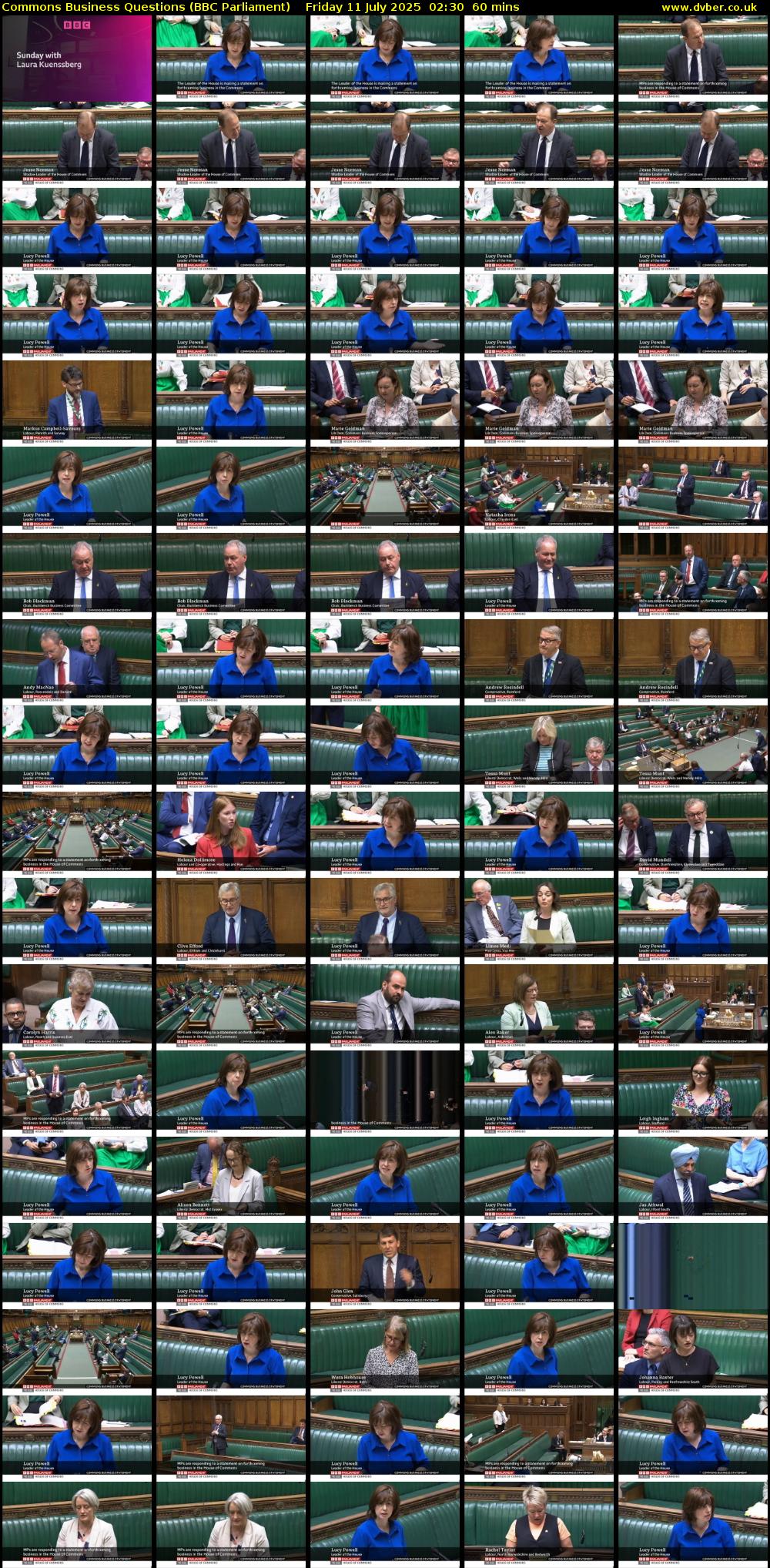 Commons Business Questions (BBC Parliament) Friday 11 July 2025 02:30 - 03:30