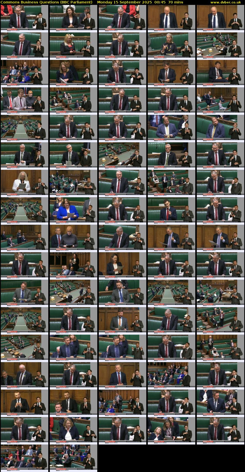 Commons Business Questions (BBC Parliament) Monday 15 September 2025 00:45 - 01:55