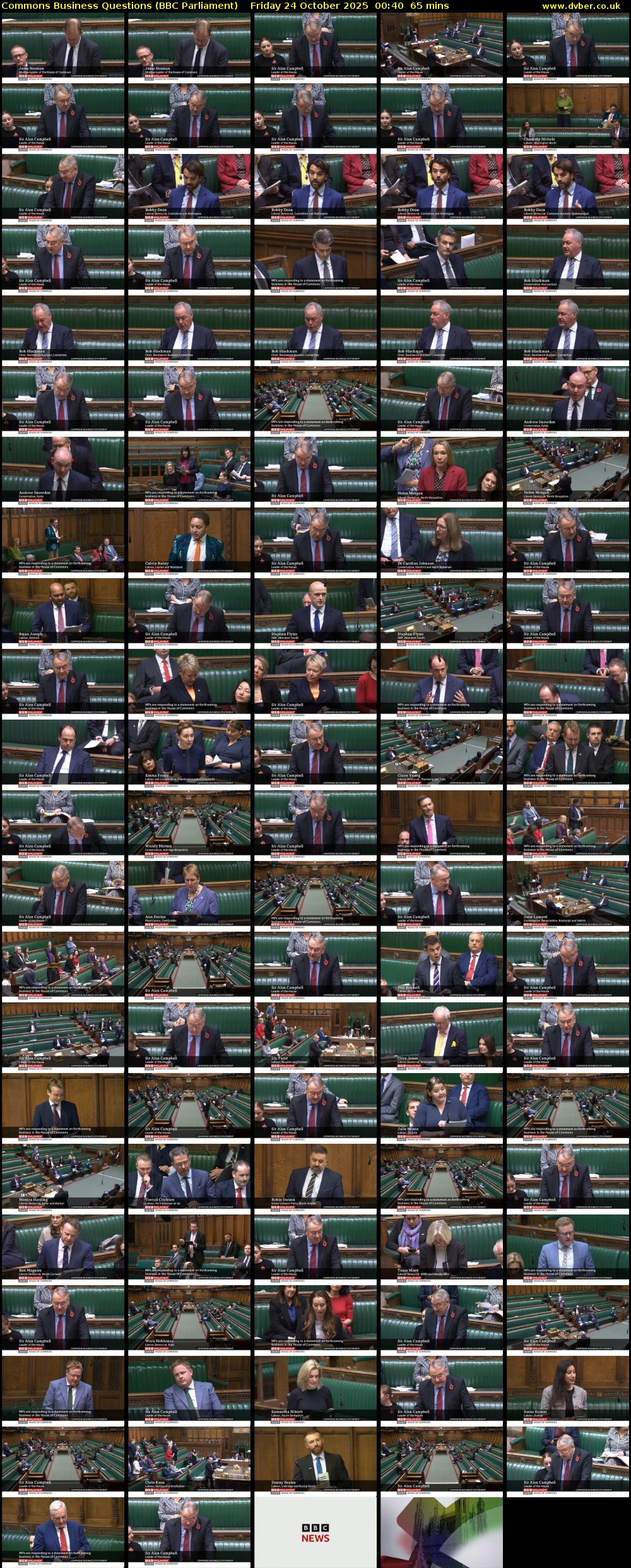 Commons Business Questions (BBC Parliament) Friday 24 October 2025 00:40 - 01:45
