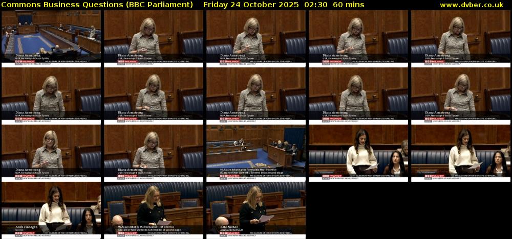 Commons Business Questions (BBC Parliament) Friday 24 October 2025 02:30 - 03:30