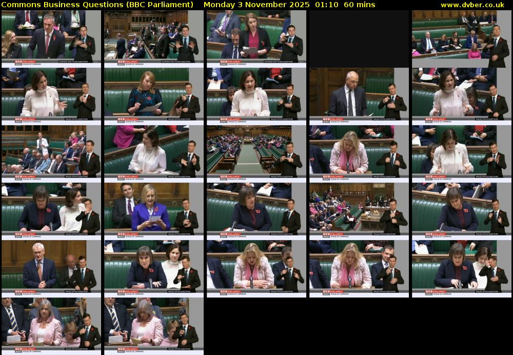 Commons Business Questions (BBC Parliament) Monday 3 November 2025 01:10 - 02:10
