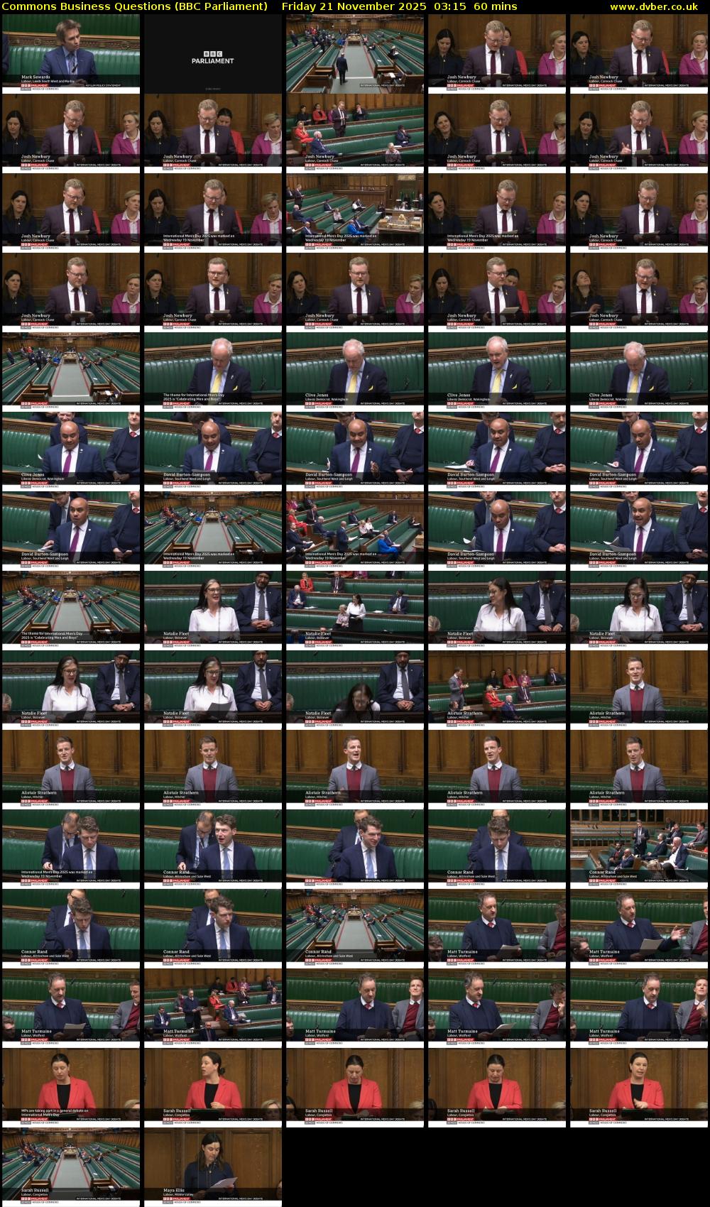 Commons Business Questions (BBC Parliament) Friday 21 November 2025 03:15 - 04:15