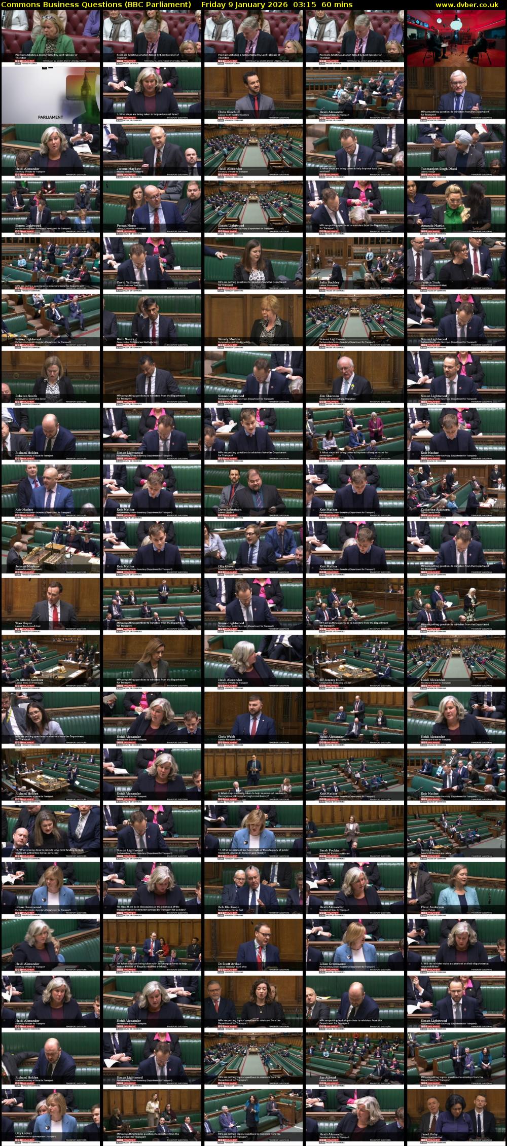 Commons Business Questions (BBC Parliament) Friday 9 January 2026 03:15 - 04:15