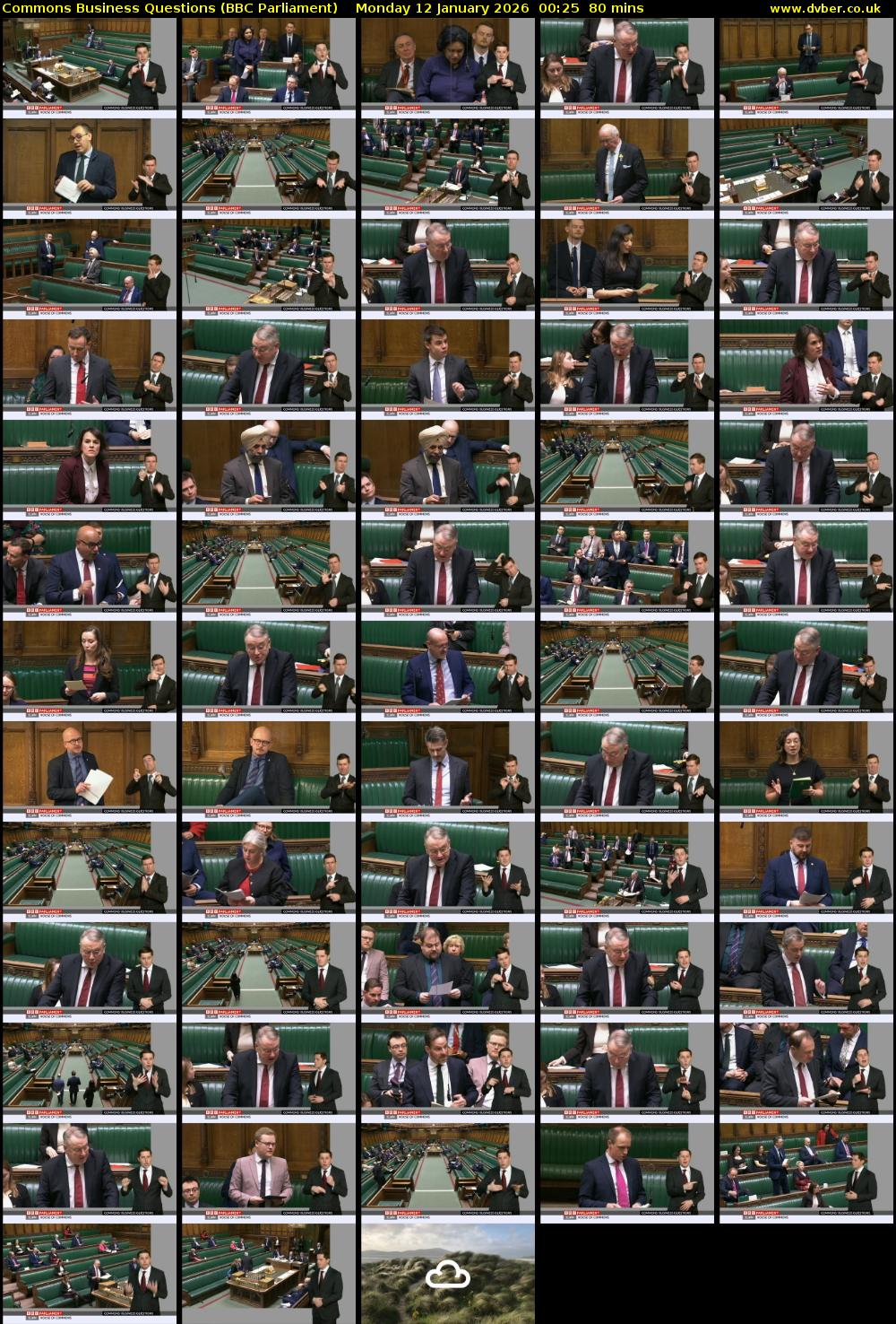Commons Business Questions (BBC Parliament) Monday 12 January 2026 00:25 - 01:45