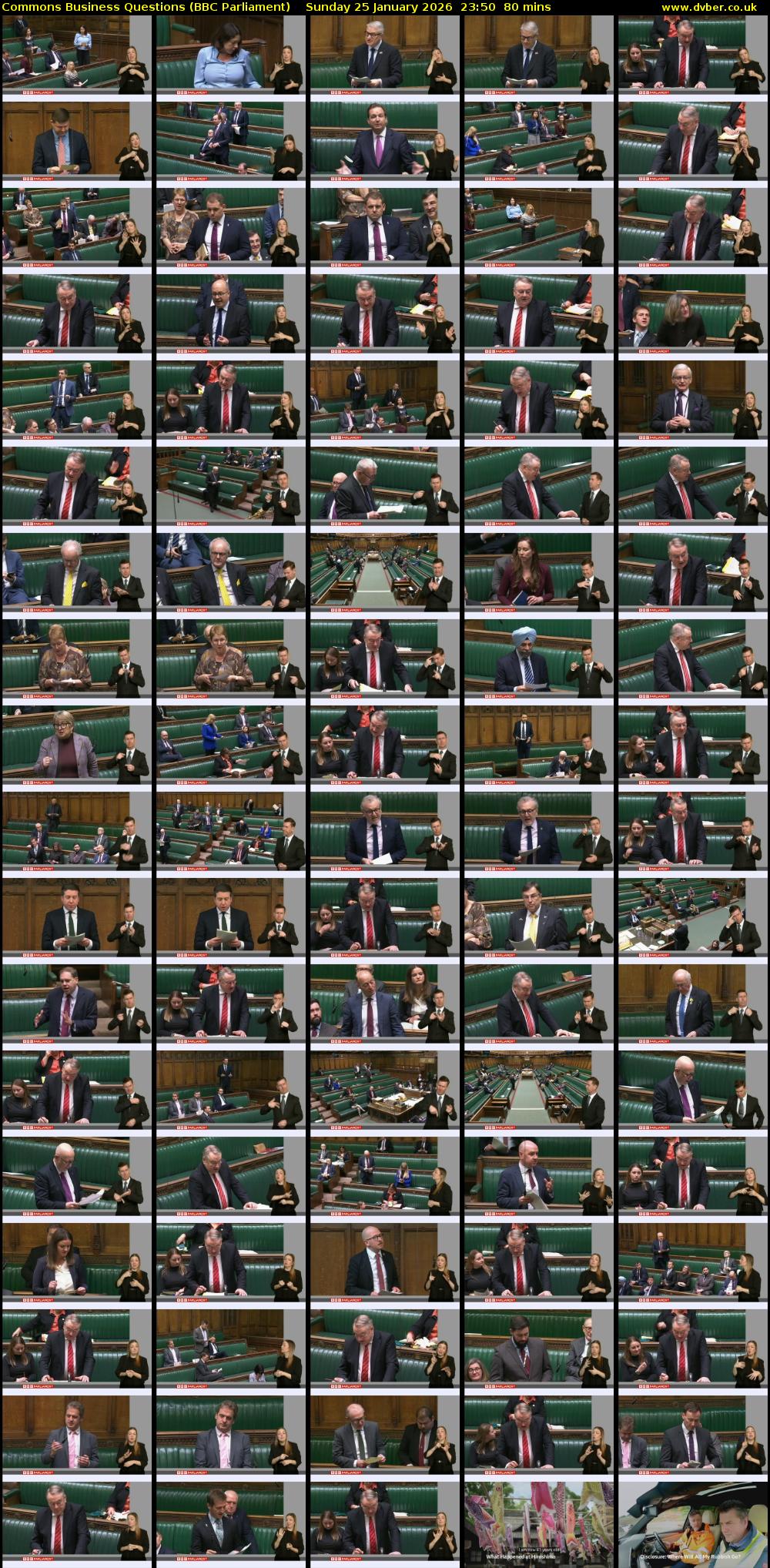 Commons Business Questions (BBC Parliament) Sunday 25 January 2026 23:50 - 01:10