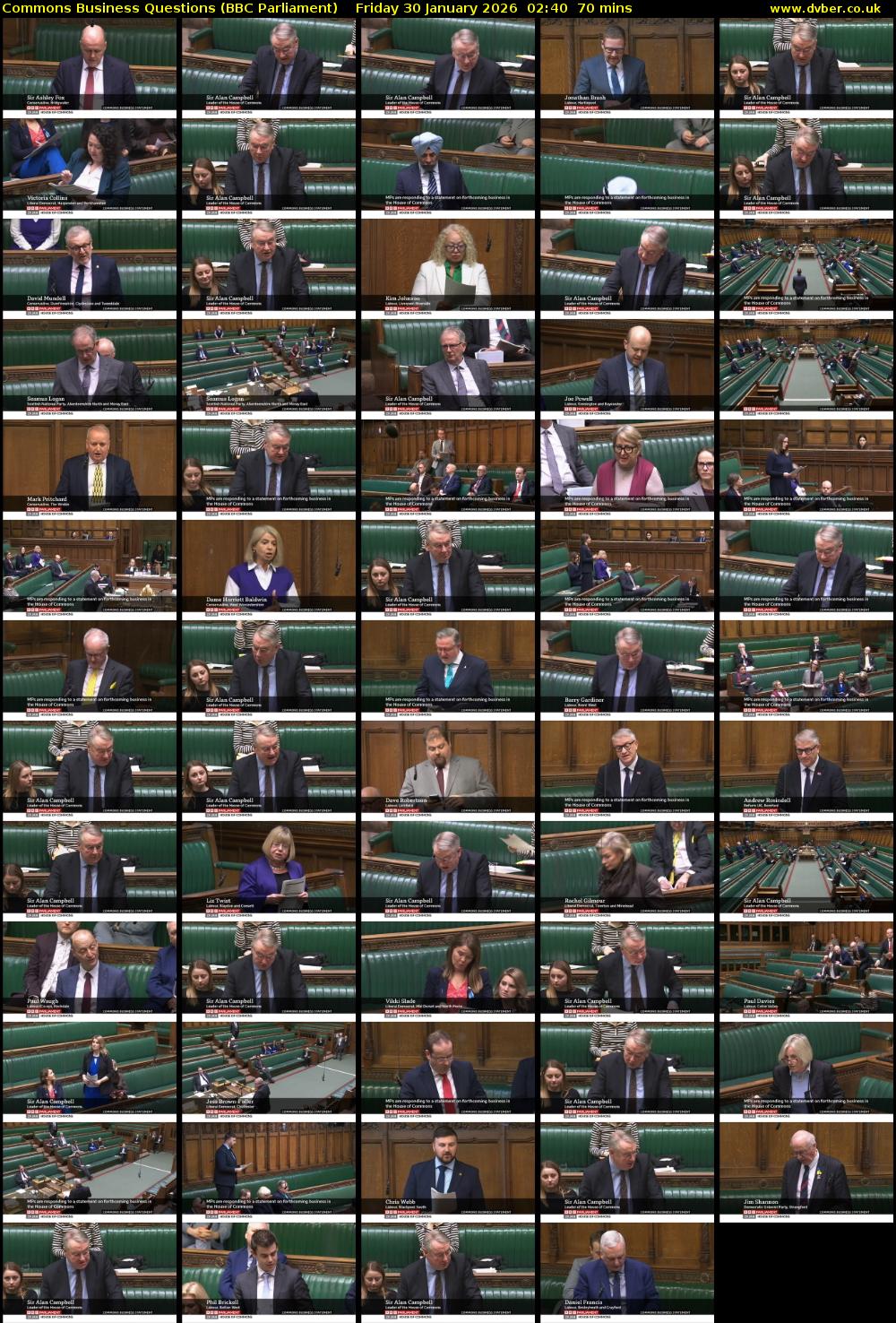 Commons Business Questions (BBC Parliament) Friday 30 January 2026 02:40 - 03:50