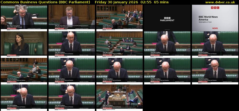 Commons Business Questions (BBC Parliament) Friday 30 January 2026 02:55 - 04:00