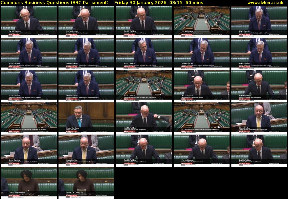 Commons Business Questions (BBC Parliament) Friday 30 January 2026 03:15 - 04:15