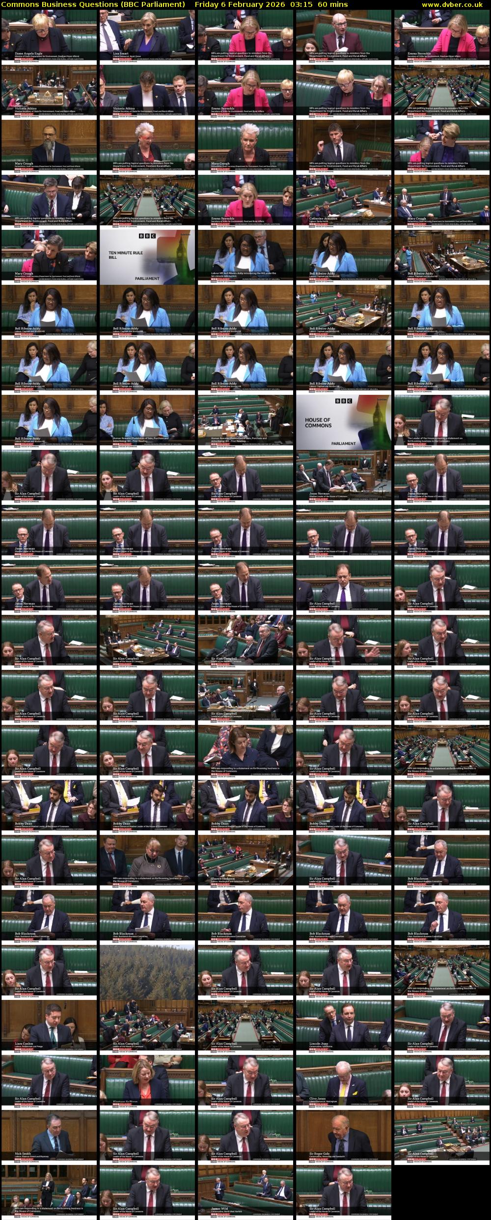 Commons Business Questions (BBC Parliament) Friday 6 February 2026 03:15 - 04:15