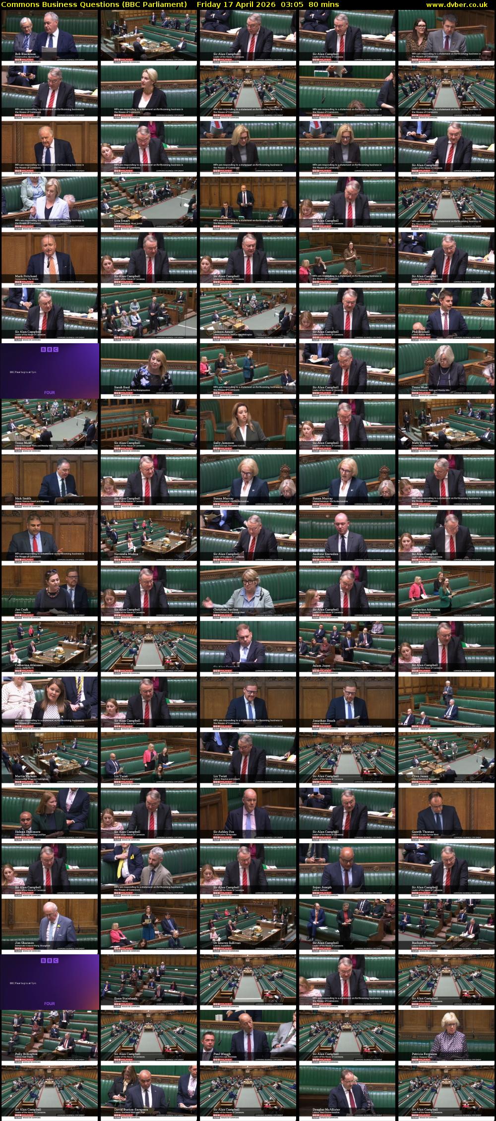 Commons Business Questions (BBC Parliament) Friday 17 April 2026 03:05 - 04:25