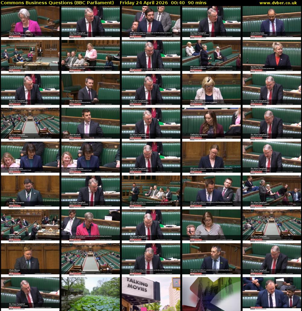 Commons Business Questions (BBC Parliament) Friday 24 April 2026 00:40 - 02:10