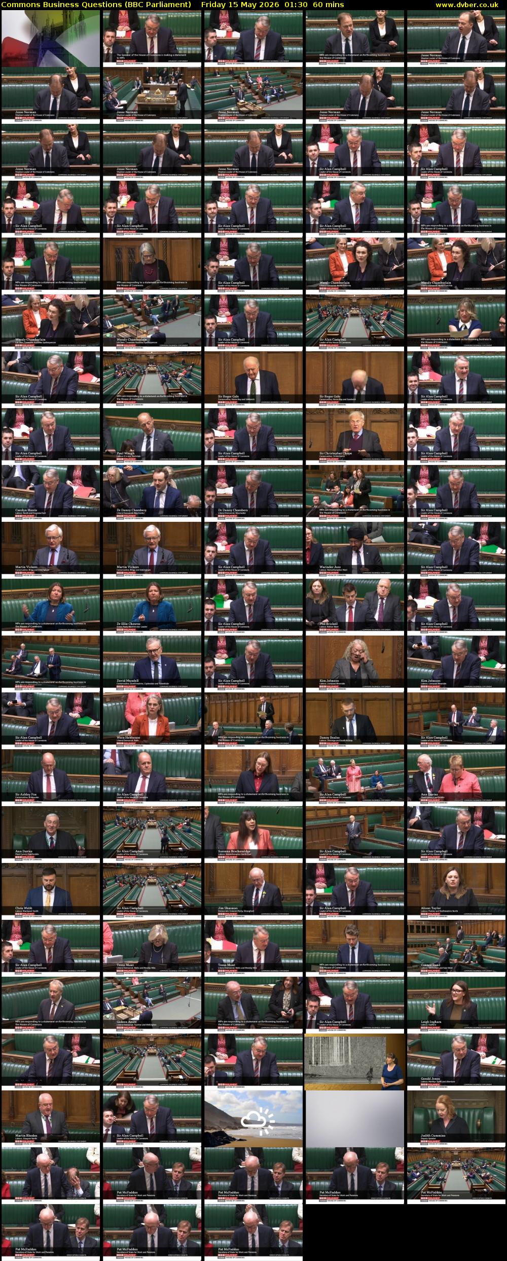 Commons Business Questions (BBC Parliament) Friday 15 May 2026 01:30 - 02:30