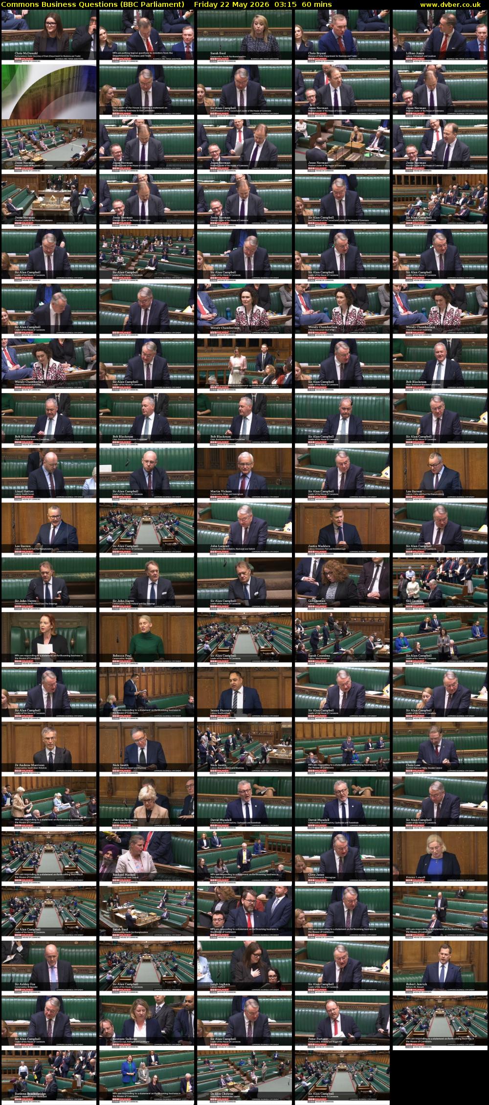 Commons Business Questions (BBC Parliament) Friday 22 May 2026 03:15 - 04:15