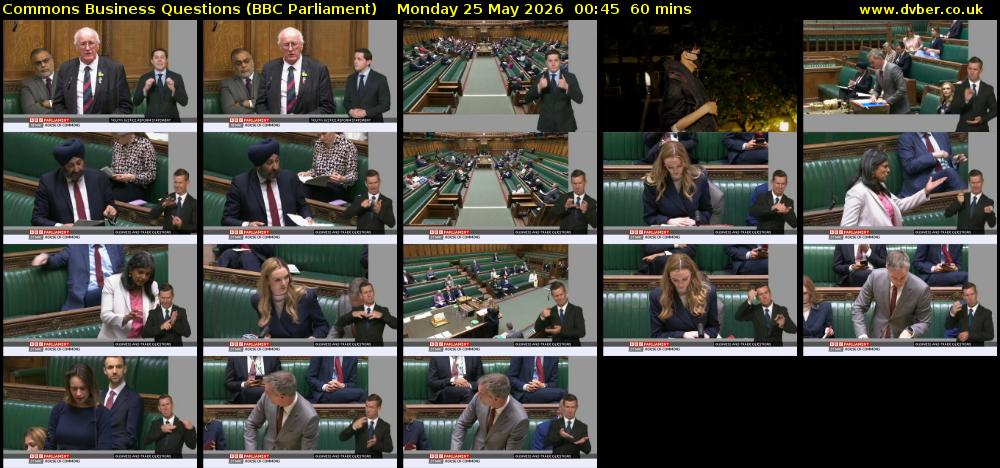 Commons Business Questions (BBC Parliament) Monday 25 May 2026 00:45 - 01:45