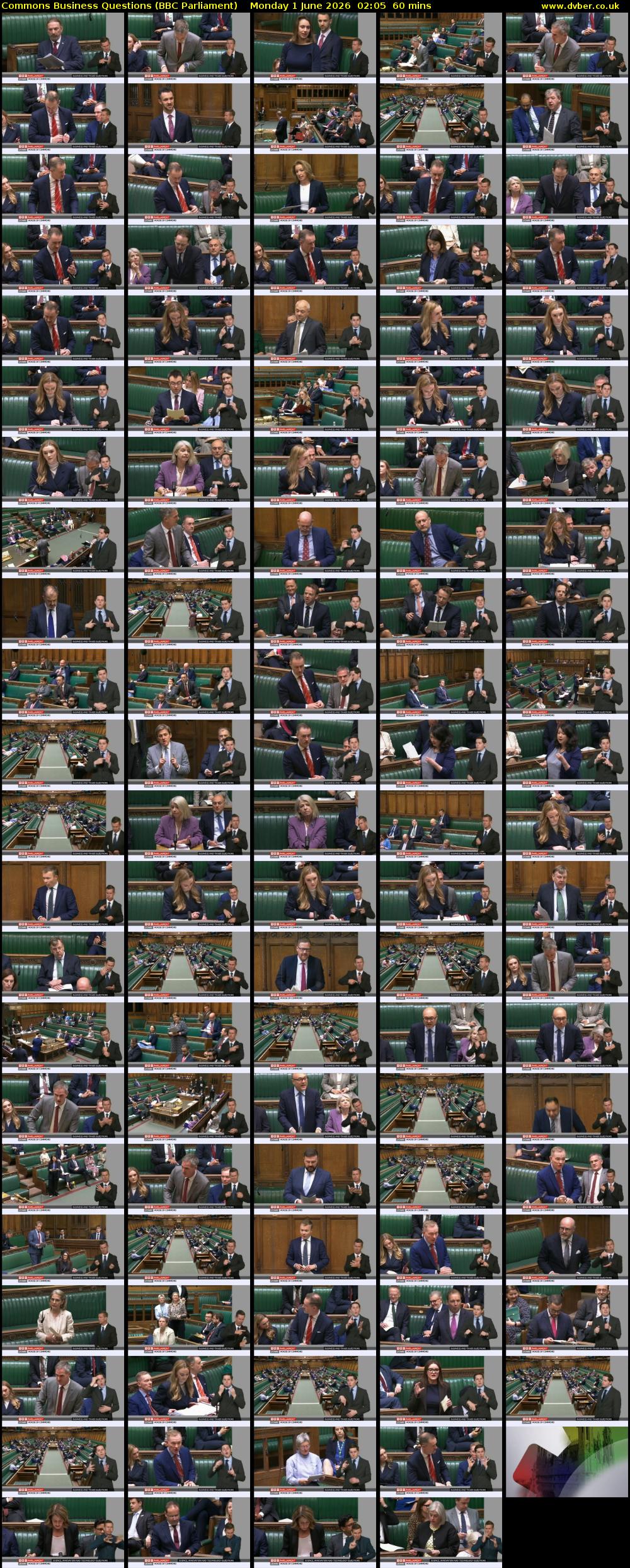 Commons Business Questions (BBC Parliament) Monday 1 June 2026 02:05 - 03:05