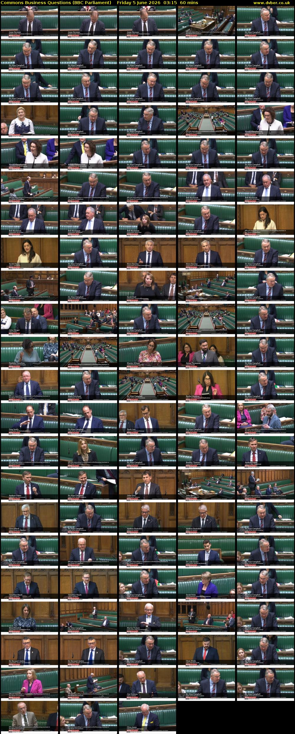 Commons Business Questions (BBC Parliament) Friday 5 June 2026 03:15 - 04:15