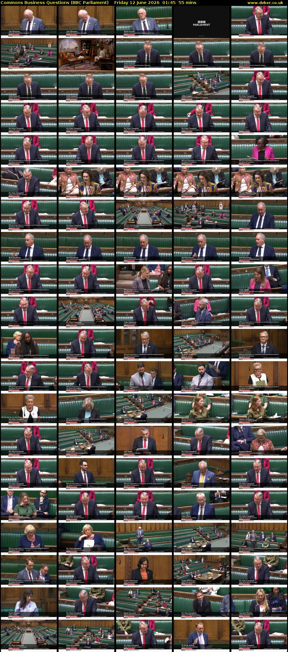 Commons Business Questions (BBC Parliament) Friday 12 June 2026 01:45 - 02:40