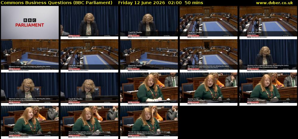 Commons Business Questions (BBC Parliament) Friday 12 June 2026 02:00 - 02:50