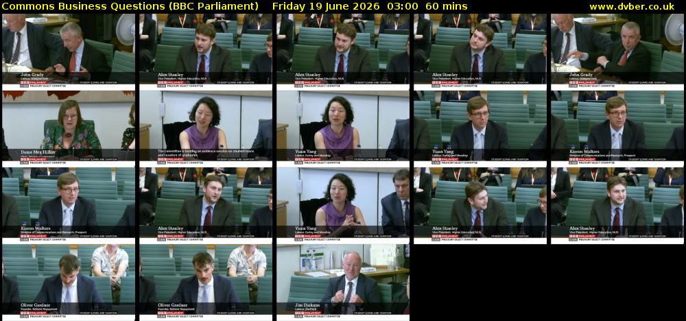 Commons Business Questions (BBC Parliament) Friday 19 June 2026 03:00 - 04:00