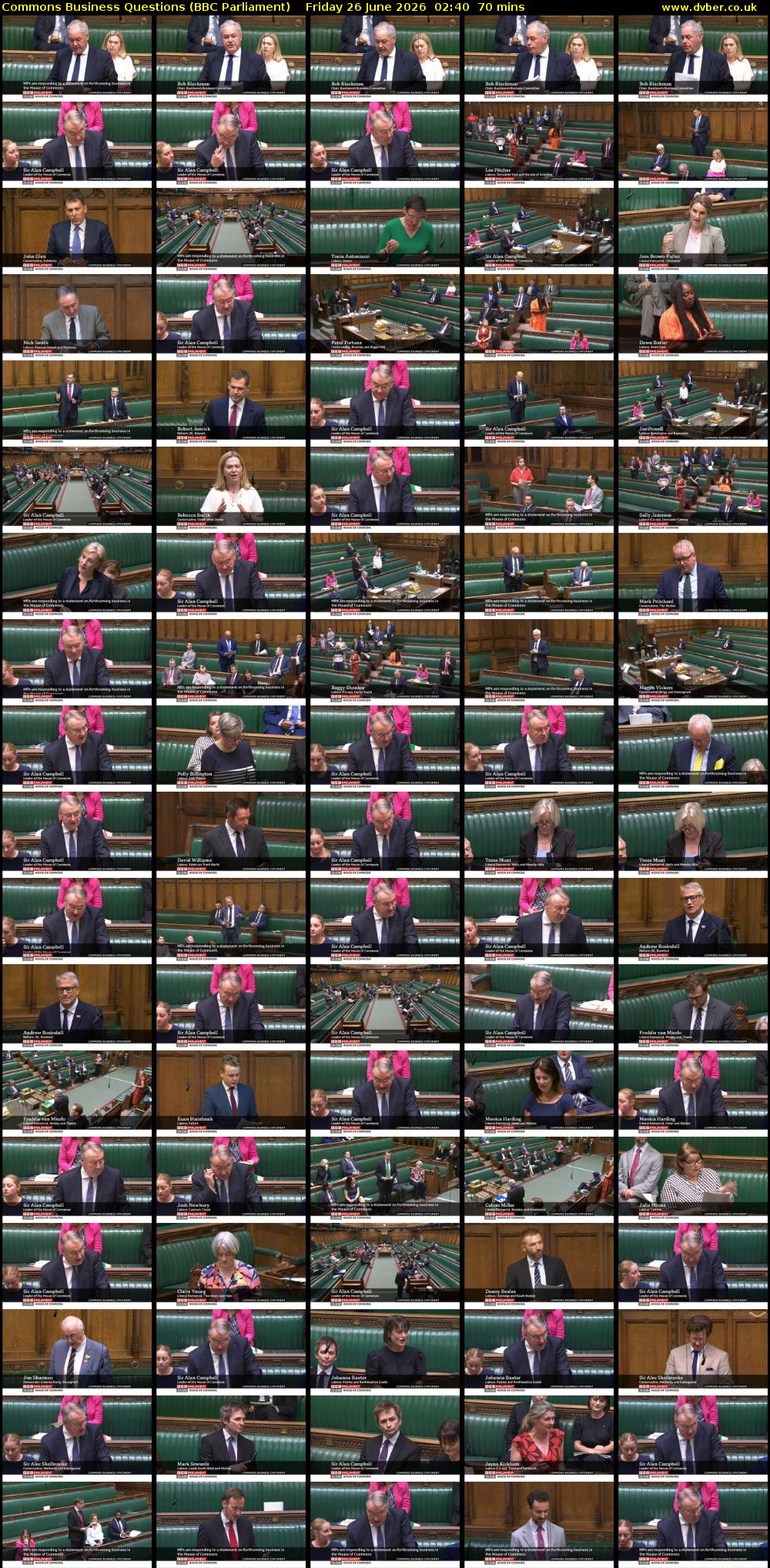 Commons Business Questions (BBC Parliament) Friday 26 June 2026 02:40 - 03:50