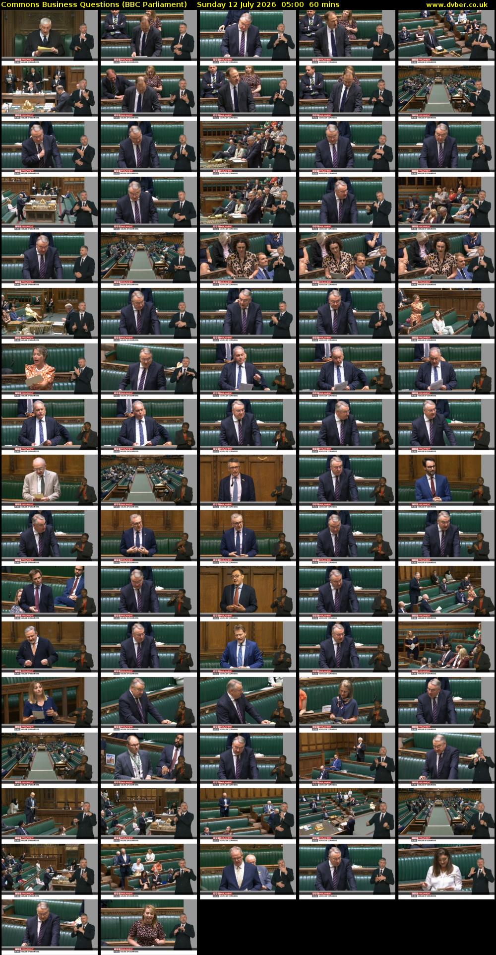 Commons Business Questions (BBC Parliament) Sunday 12 July 2026 05:00 - 06:00