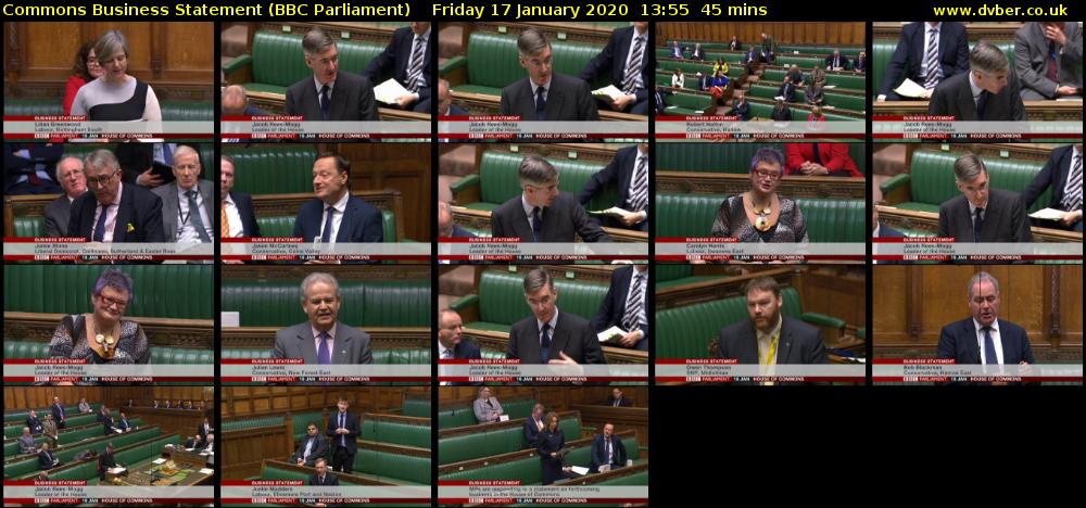 Commons Business Statement (BBC Parliament) Friday 17 January 2020 13:55 - 14:40