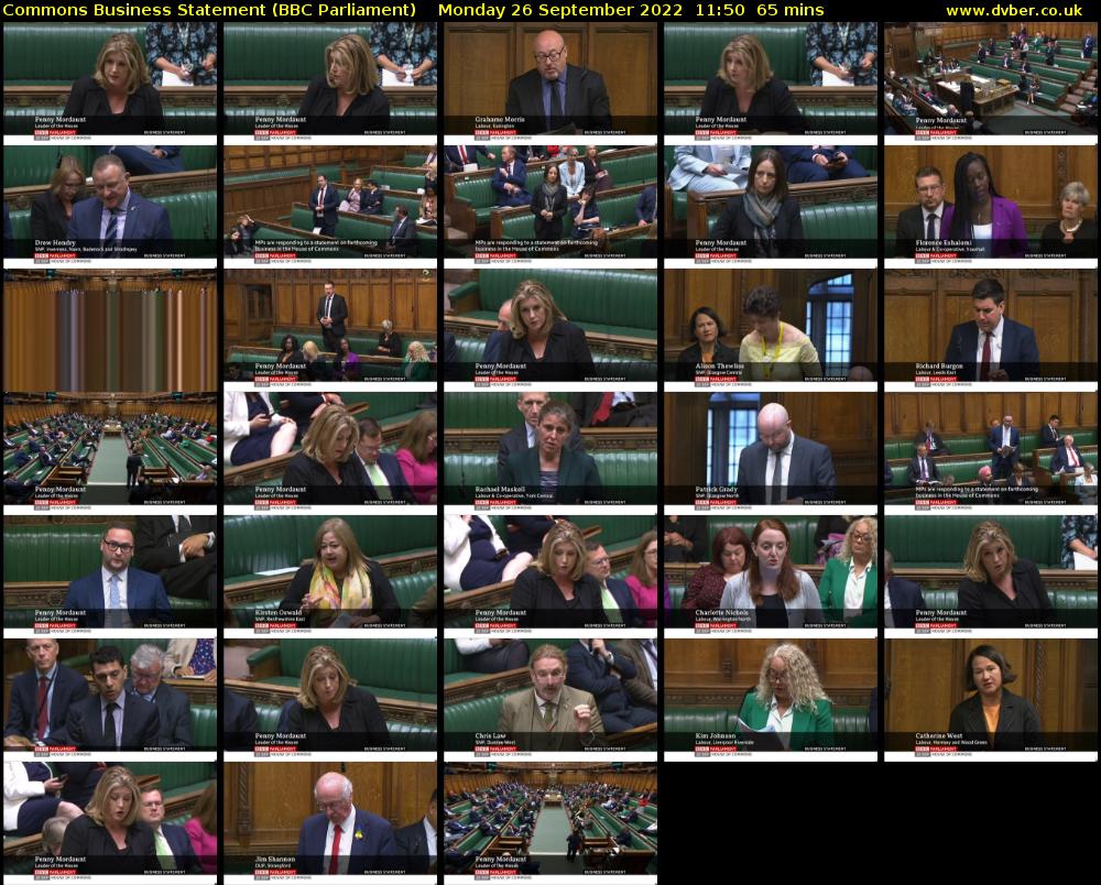 Commons Business Statement (BBC Parliament) Monday 26 September 2022 11:50 - 12:55