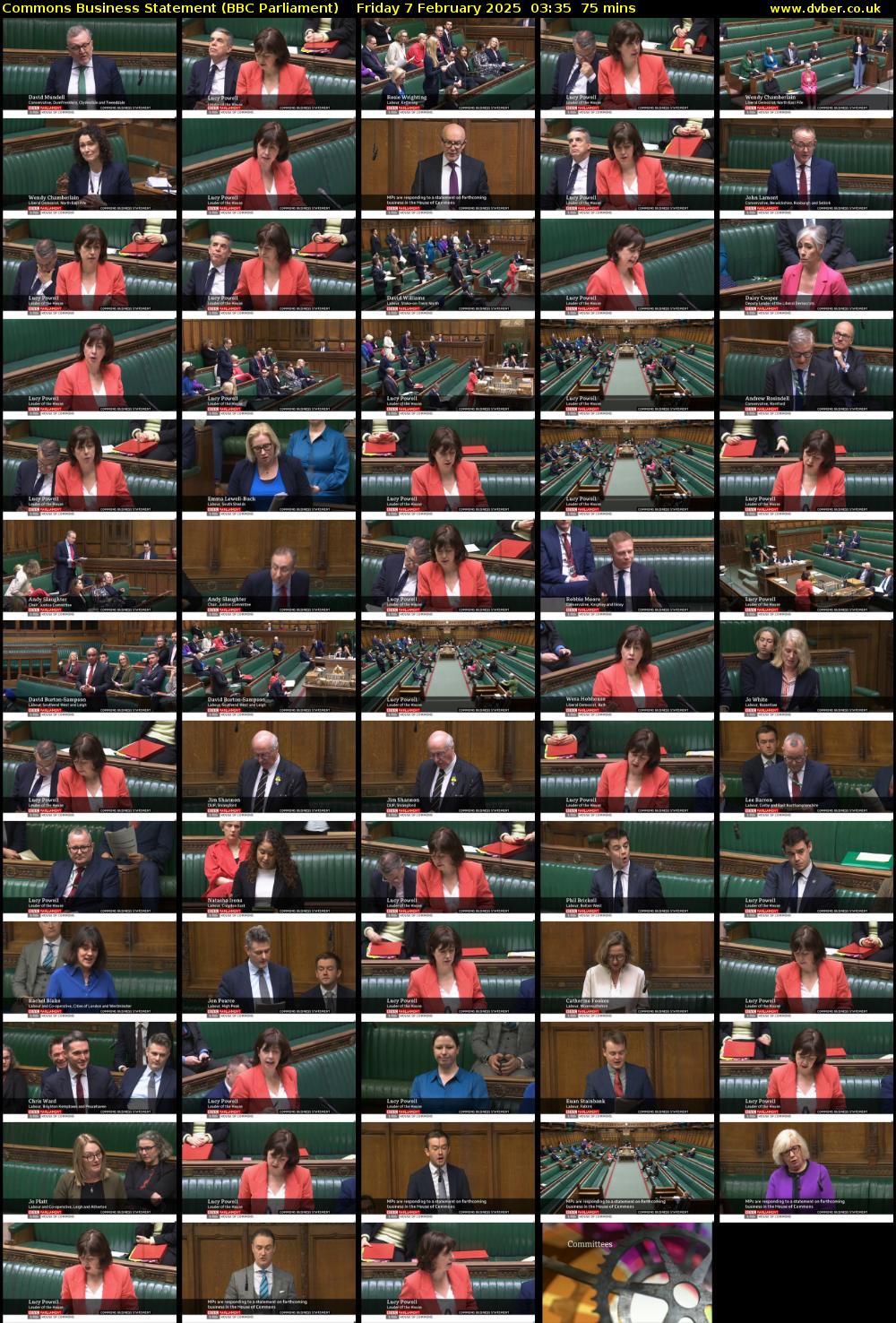 Commons Business Statement (BBC Parliament) Friday 7 February 2025 03:35 - 04:50