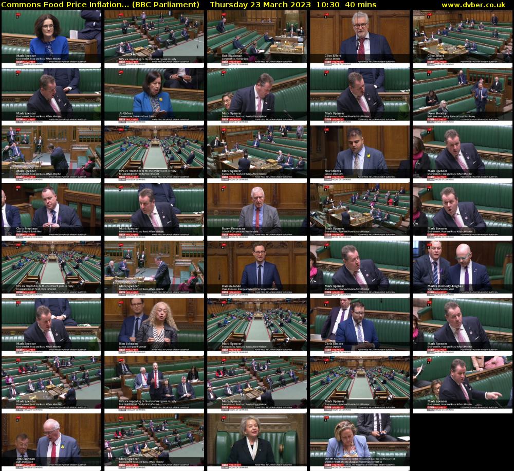 Commons Food Price Inflation... (BBC Parliament) Thursday 23 March 2023 10:30 - 11:10