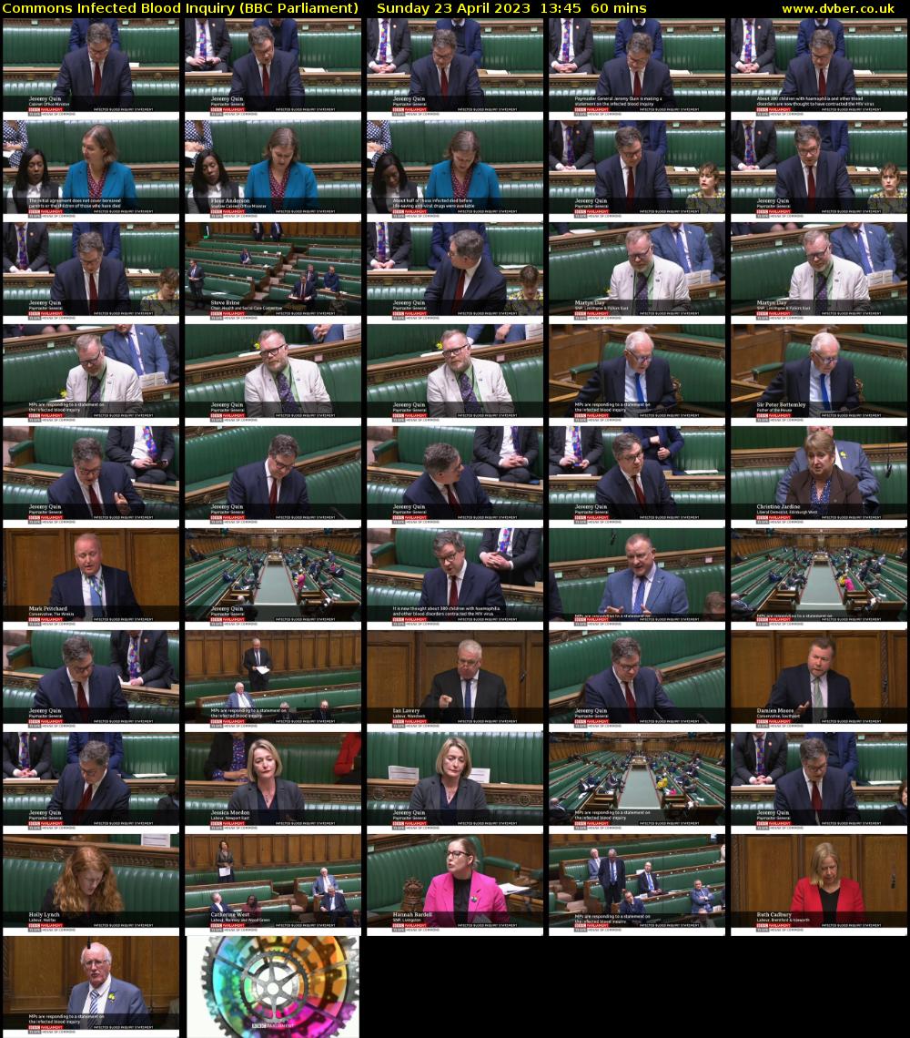 Commons Infected Blood Inquiry (BBC Parliament) Sunday 23 April 2023 13:45 - 14:45
