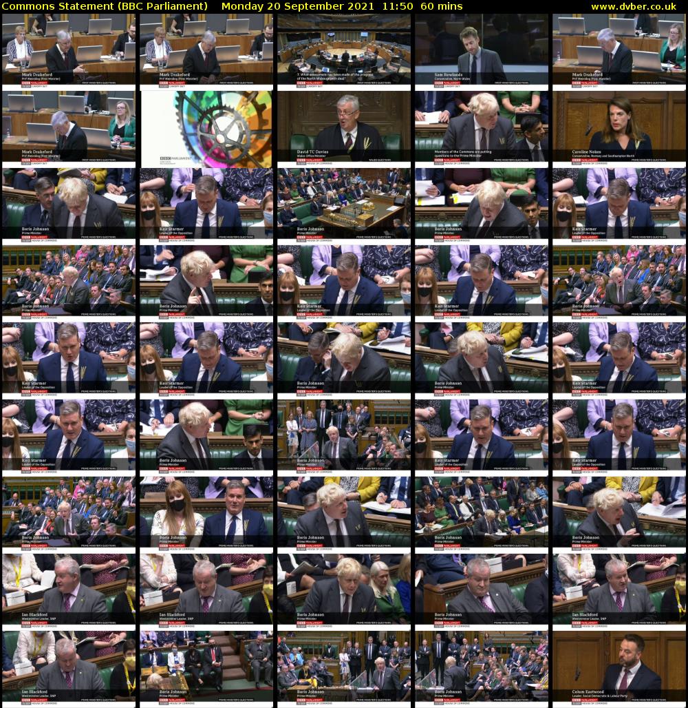 Commons Statement (BBC Parliament) Monday 20 September 2021 11:50 - 12:50