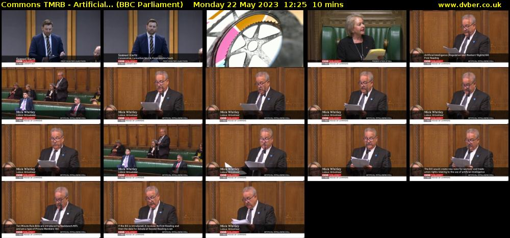 Commons TMRB - Artificial... (BBC Parliament) Monday 22 May 2023 12:25 - 12:35