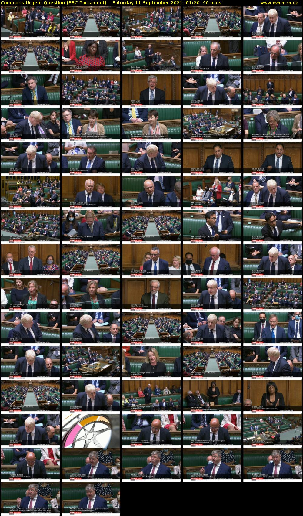 Commons Urgent Question (BBC Parliament) Saturday 11 September 2021 01:20 - 02:00