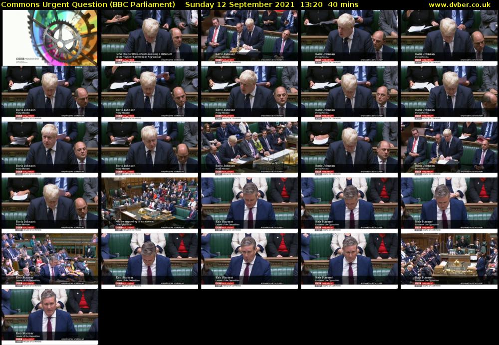 Commons Urgent Question (BBC Parliament) Sunday 12 September 2021 13:20 - 14:00