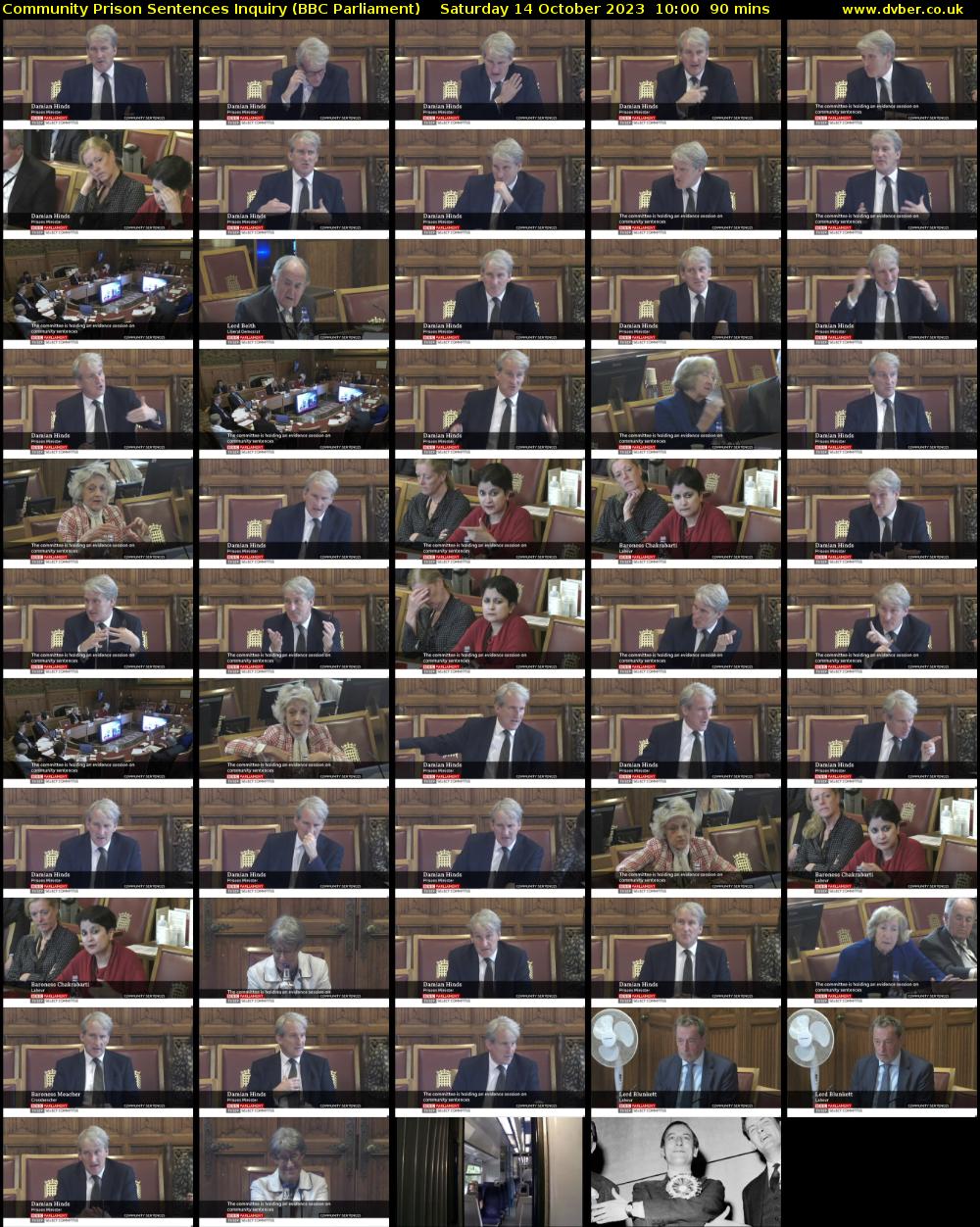 Community Prison Sentences Inquiry (BBC Parliament) Saturday 14 October 2023 10:00 - 11:30