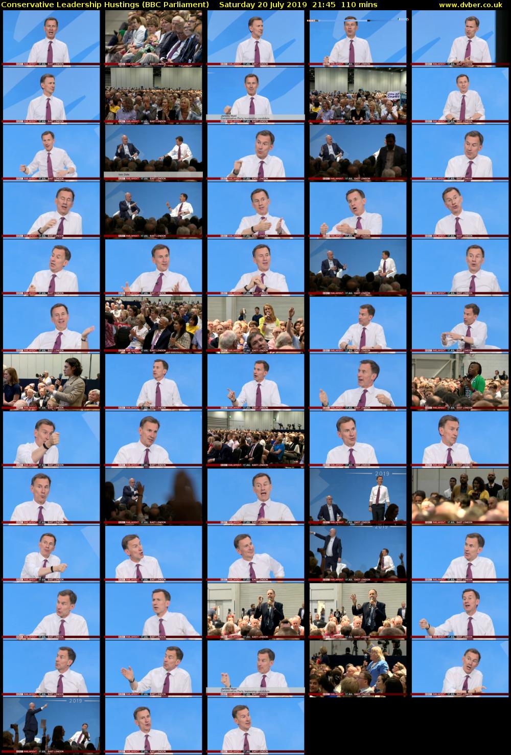 Conservative Leadership Hustings (BBC Parliament) Saturday 20 July 2019 21:45 - 23:35