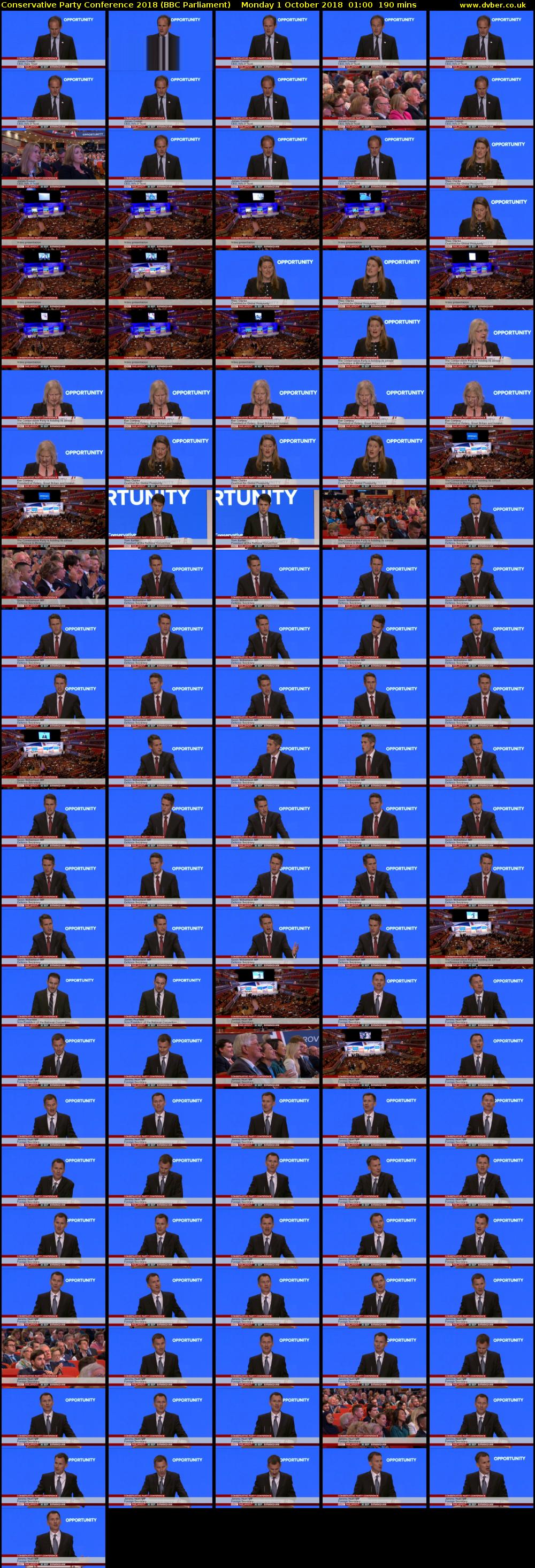 Conservative Party Conference 2018 (BBC Parliament) Monday 1 October 2018 01:00 - 04:10