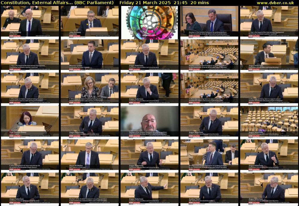 Constitution, External Affairs... (BBC Parliament) Friday 21 March 2025 21:45 - 22:05