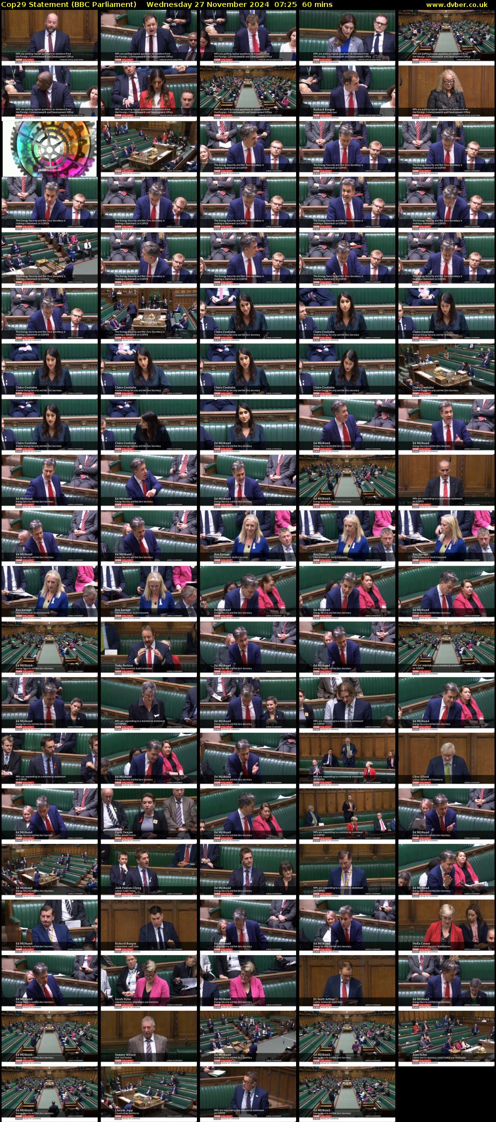 Cop29 Statement (BBC Parliament) Wednesday 27 November 2024 07:25 - 08:25