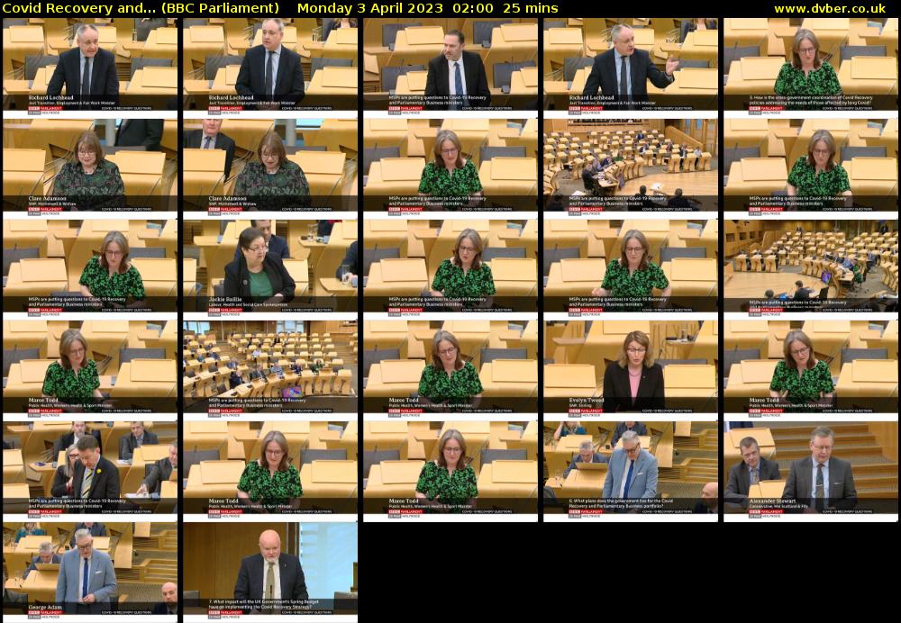 Covid Recovery and... (BBC Parliament) Monday 3 April 2023 02:00 - 02:25