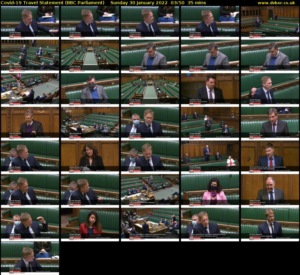 Covid-19 Travel Statement (BBC Parliament) Sunday 30 January 2022 03:50 - 04:25