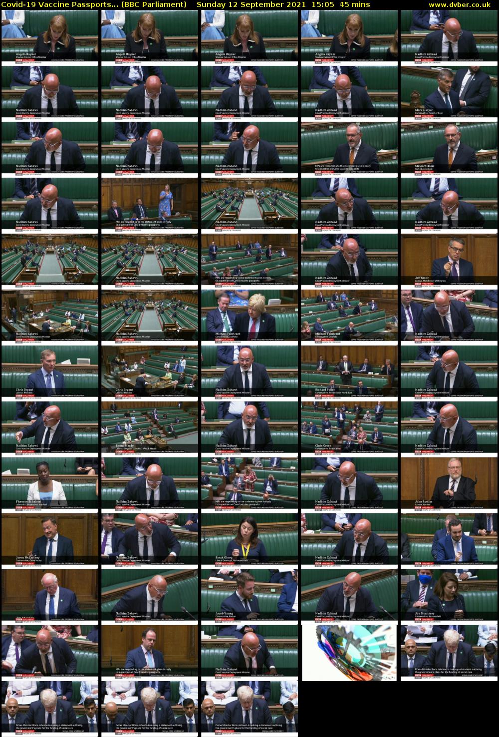 Covid-19 Vaccine Passports... (BBC Parliament) Sunday 12 September 2021 15:05 - 15:50